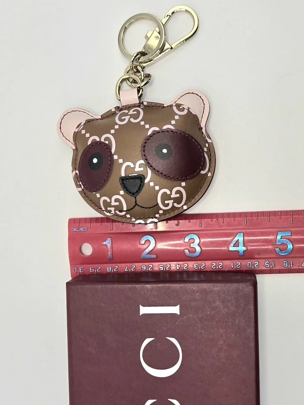 #178 - Gucci Accessory  Panda Shape 821890 Leather Bag/Key Charm - NWT